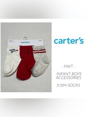🆕CARTER’S - 3/12M - NWT - 3PK - INFANT BOYS VALENTINES DAY SOCKS